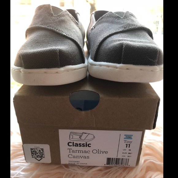 COPY - TINY TOMS Velcro Tarmac Olive Canvas - Picture 5 of 8